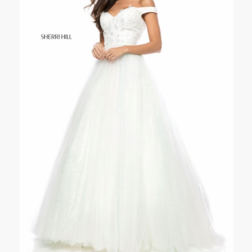 Sherri Hill floor length ball gown with a sweetheart neck line